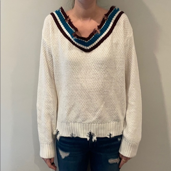 Cozy Casual Sweaters - Cozy casual distressed frayed sweater